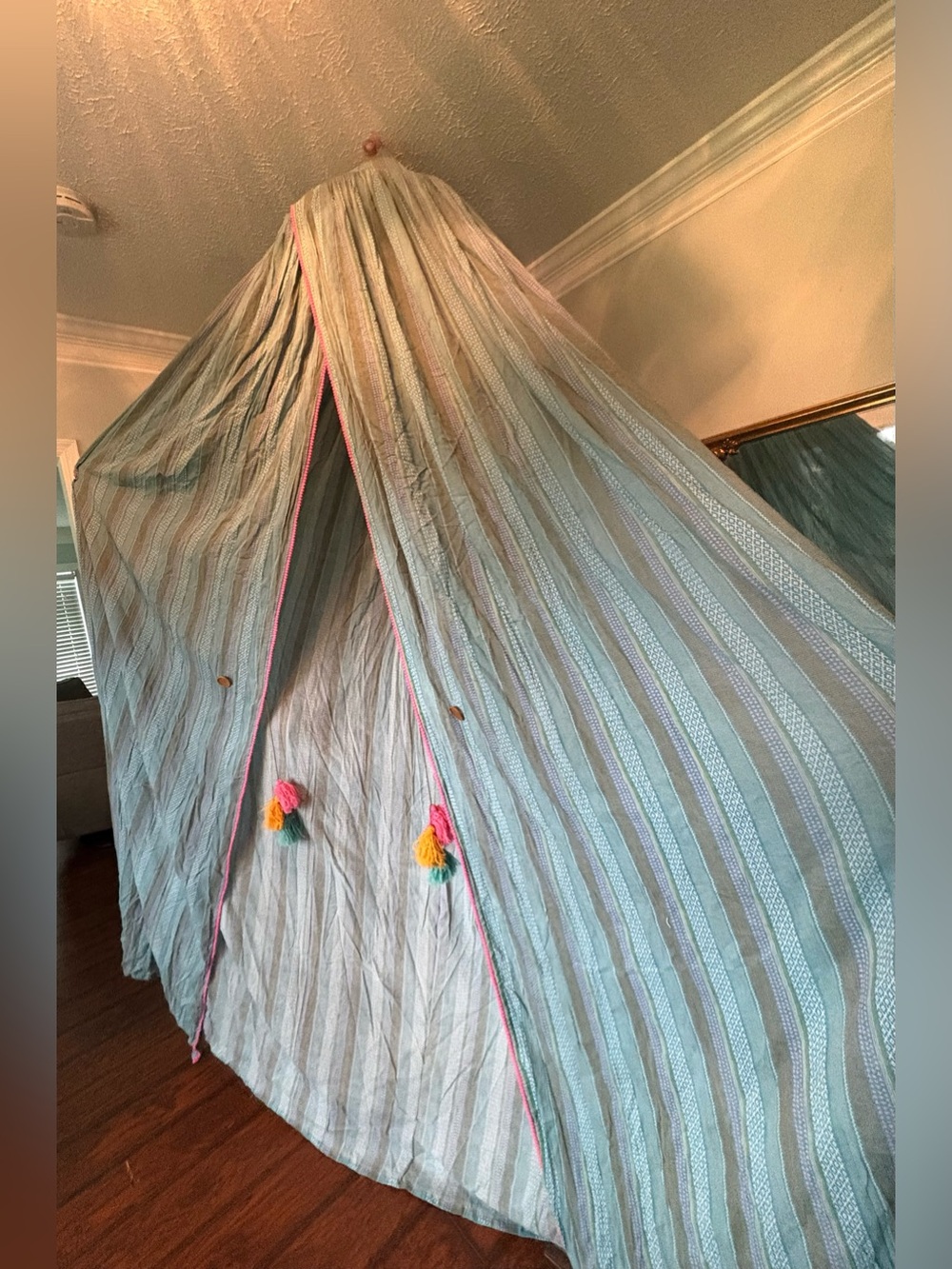 NWT Matilda Jane
"Good Luck" Hanging Room
Canopy Turquoise PomPom Kids Room Tent